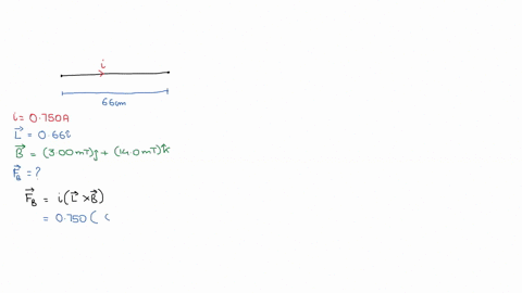 a-wire-660-mathrmcm-long-carries-a-0750-mathrma-current-in-the-positive-direction-of-an-x-axis-throu