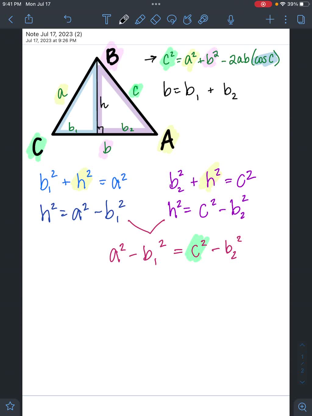 SOLVED:The Law of Cosines: Prove that the formula 𝐯-𝐰^2=𝐯^2+𝐰^2-2𝐯𝐰 ...