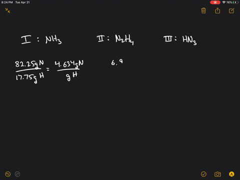 consider-the-following-data-for-three-binary-compounds-of-hydrogen-and-nitrogen-when-100-mathrml-of-