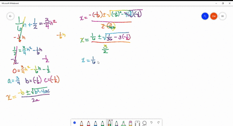 solve-using-the-quadratic-formula-frac16-hfrac12frac34-h2