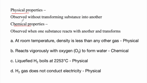SOLVED:Indicate whether each of the following is a physical or chemical