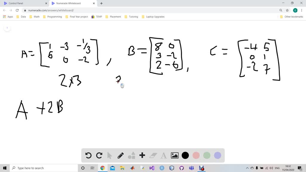 SOLVED:Perform the operations that are defined, given the following ...