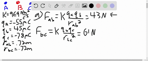 three-particles-are-placed-in-a-line-the-left-particle-has-a-charge-of-55-mu-mathrmc-the-middle-one-