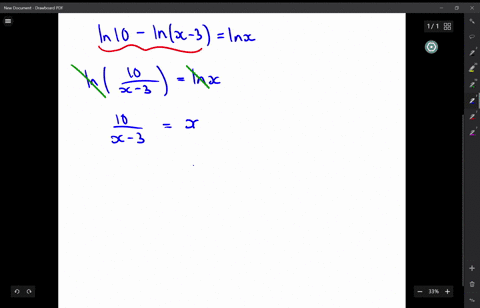 solve-each-logarithmic-equation-ln-10-ln-x-3ln-x