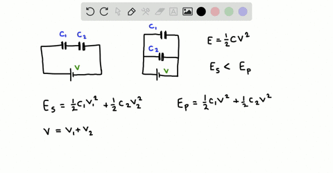 two-capacitors-c_1-and-c_2-are-connected-to-a-battery-whose-voltage-is-v-recall-from-section-195-tha