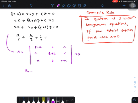 if-p-q-r-neq-0-and-the-system-of-equations-pa-xb-yc-z0-a-xqb-yc0-a-xb-yrc-z0-has-a-non-trivial-solut