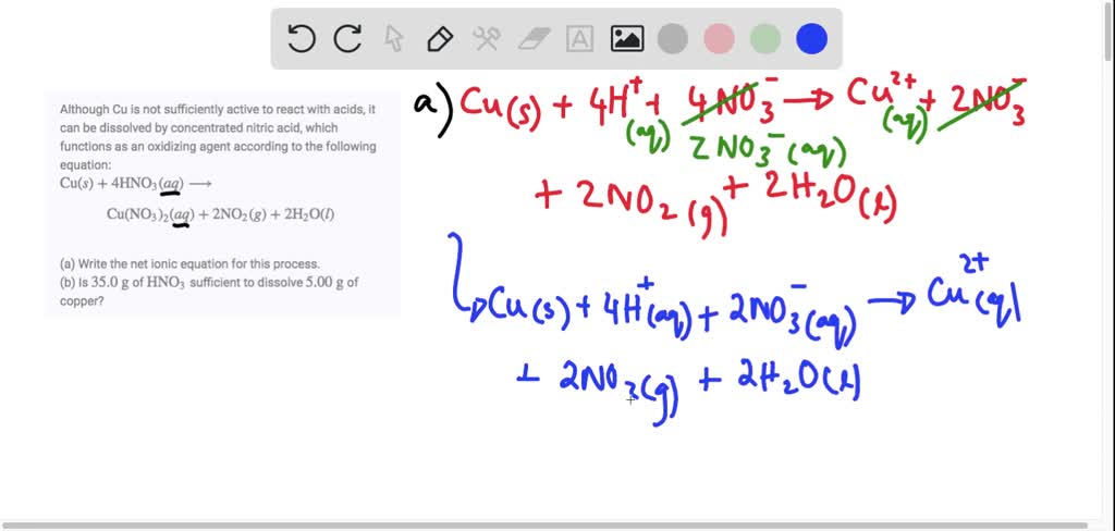 SOLVED:Although Cu is not sufficiently active to react with acids, it ...