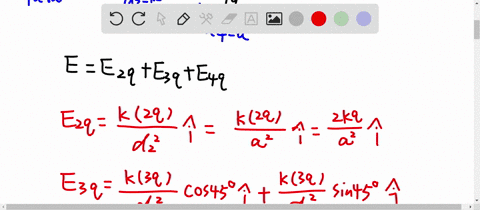 four-charged-particles-are-at-the-corners-of-a-square-of-side-a-as-shown-in-figure-p2325-determine-a