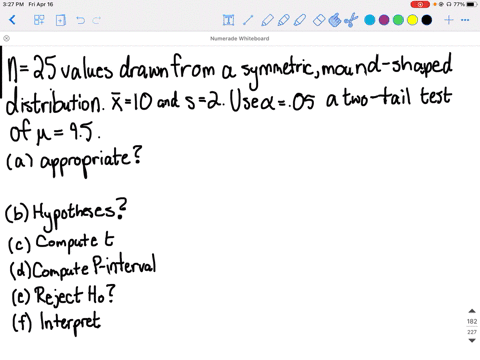 a-random-sample-of-25-values-is-drawn-from-a-moundshaped-and-symmetric-distribution-the-sample-mean-