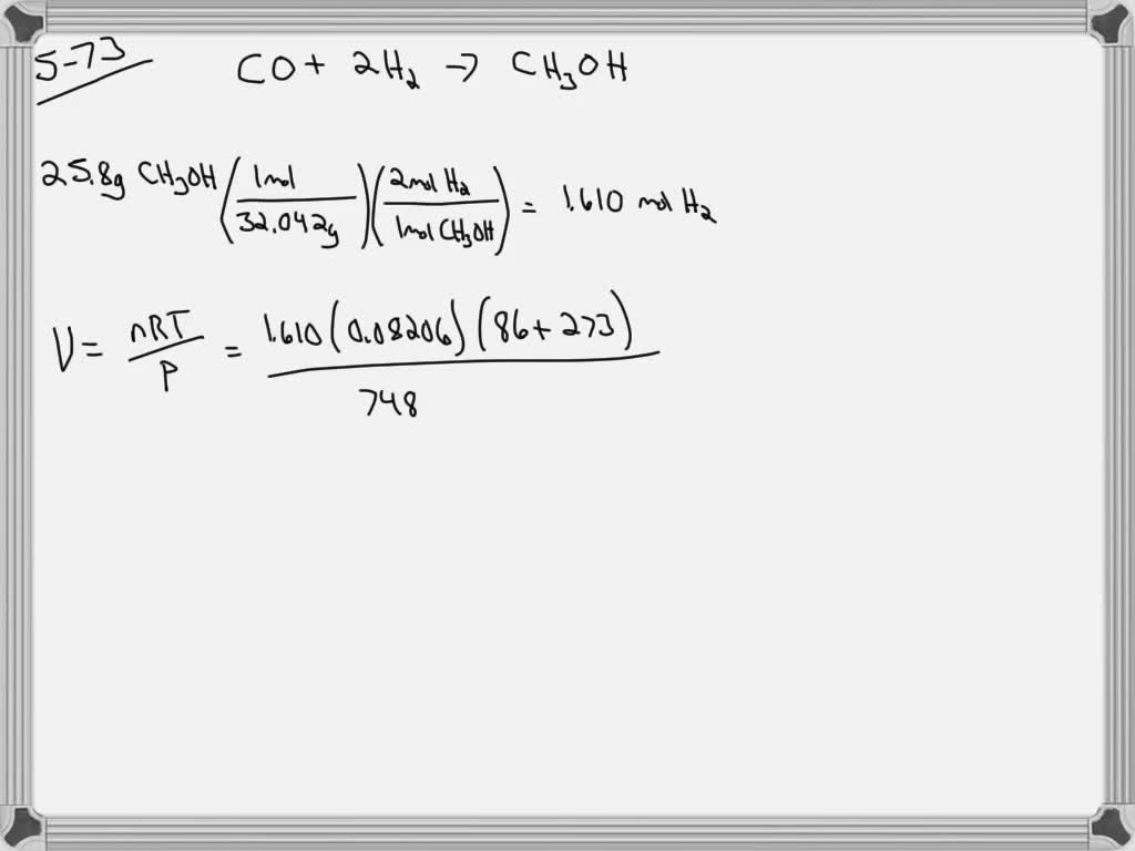 ⏩SOLVED:CH3 OH can be synthesized by the reaction: CO(g)+2 H2(g ...