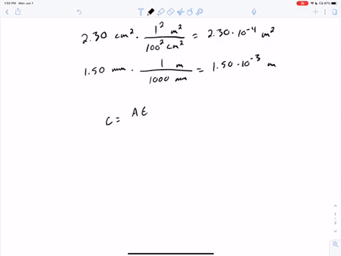 an-air-filled-parallel-plate-capacitor-has-plates-of-area-230-mathrmcm2-separated-by-150-mathrmmm-a-