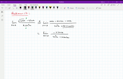 find-the-indicated-limits-lim-_x-rightarrow-0-fracx-cos-x-sin-xx-sin-2-x