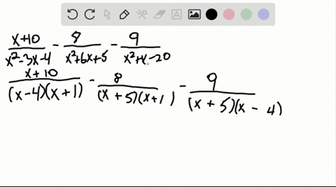 perform-each-indicated-operation-fracx10x2-3-x-4-frac8x26-x5-frac9x2x-20