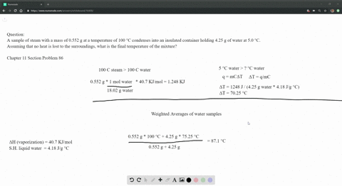 a-sample-of-steam-with-a-mass-of-0552-g-at-a-temperature-of-100-c-condenses-into-an-insulated-contai