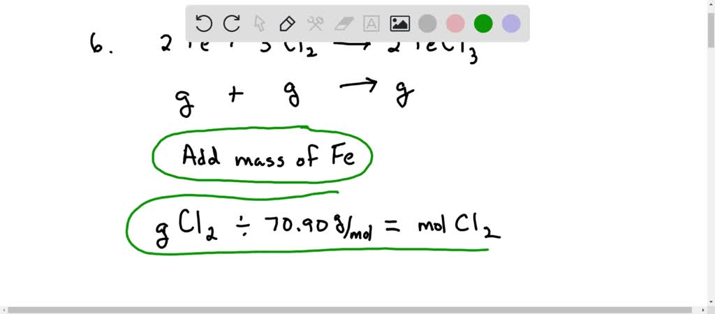 SOLVED:Given the reaction 2 Fe(s)+3 Cl2( g) 2 FeCl3( s) fill in the ...