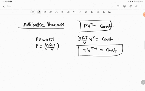 for-an-adiabatic-process-involving-an-ideal-gas-a-mathrmpgamma-1mathrmtgamma-1-constant-b-mathrmp1-g