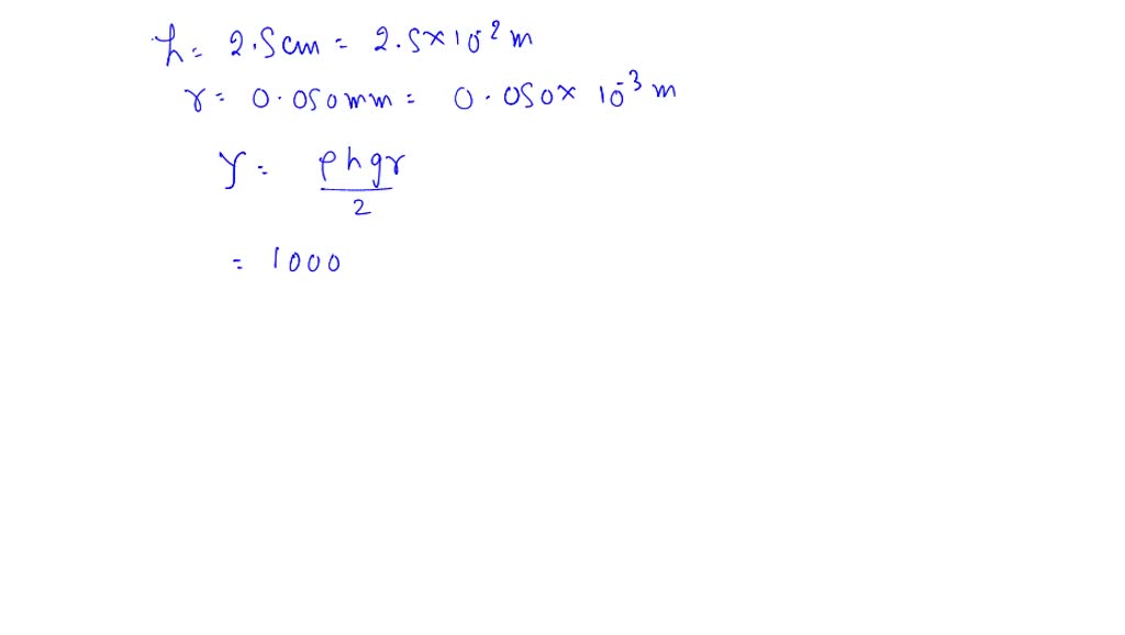 ⏩SOLVED:A glass capillary tube with a radius of 0.050 mm is inserted ...