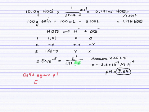consider-a-100-by-mass-solution-of-hypochlorous-acid-assume-the-density-of-the-solution-to-be-100-ma