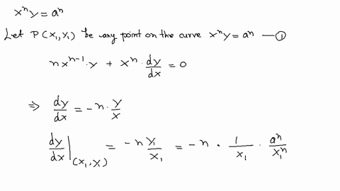 if-the-area-of-the-triangle-included-between-the-axes-and-any-tangent-to-the-curve-xn-yan-is-constan