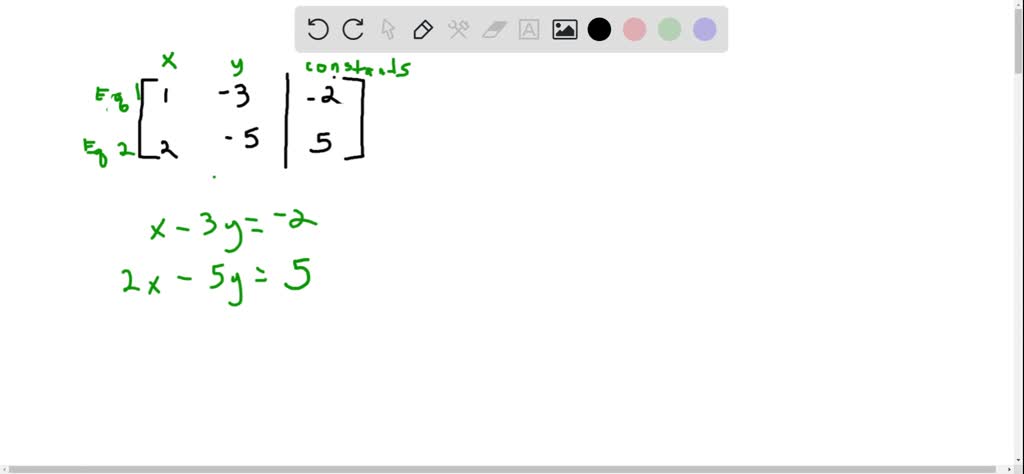 SOLVED: The given matrix represents an augmented matrix for linear ...