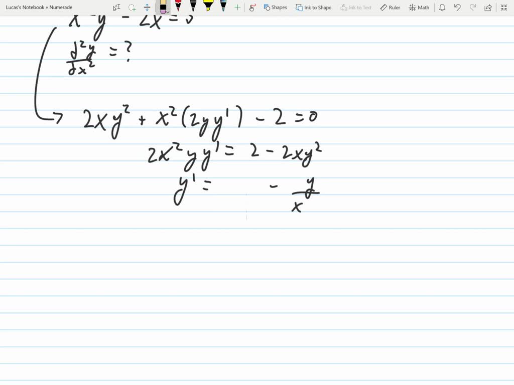 SOLVED:Find d^2 y / d x^2 in terms of x and y. x^2 y^2-2 x=3