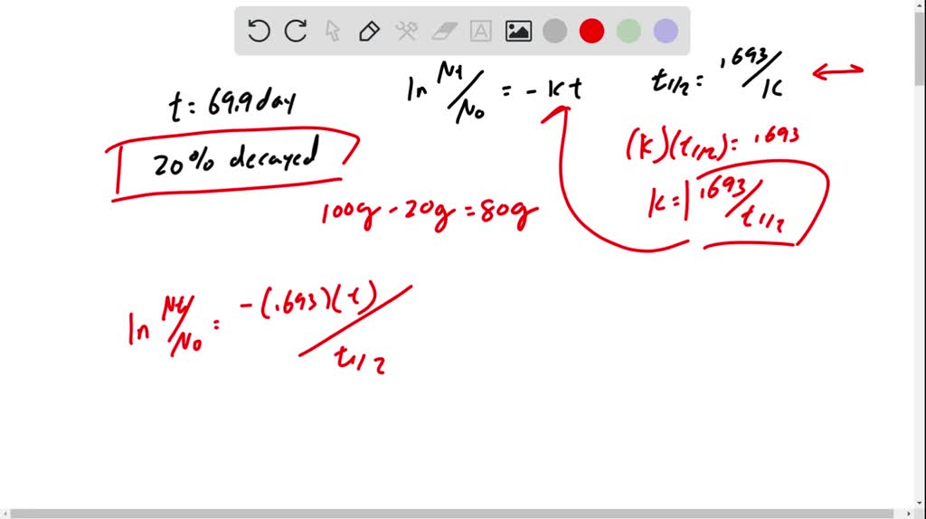 SOLVEDIf 20.0 of a sample of zinc65 decays in 69.9 d, what is the