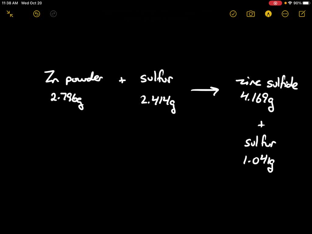SOLVEDA student heats 1.0000 g of zinc powder with 0.2000 g of sulfur