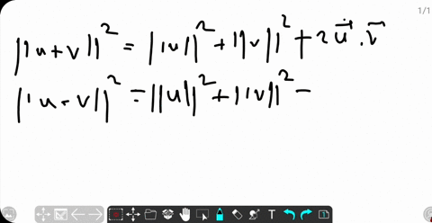 prove-that-mathbfumathbfv2mathbfu-mathbfv22mathbfu22mathbfv2-and-interpret-the-result-geometrically-