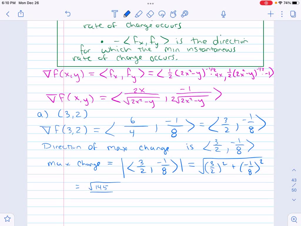 SOLVED:Find the directions of maximum and minimum change of f at the ...