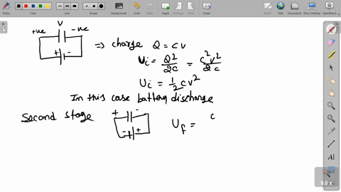a-capacitor-c-is-charged-to-a-potential-v-by-a-battery-the-emf-of-the-battery-is-v-it-is-then-discon