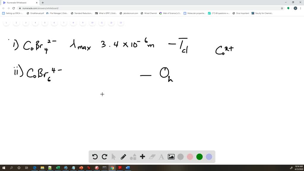 SOLVED The Wavelength Of Absorbed Electromagnetic Radiation For CoBr4 2
