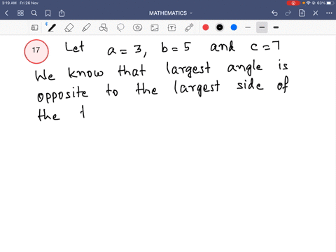 if-the-lengths-of-the-sides-of-triangle-are-357-then-the-largest-angle-of-the-triangle-is-a-fracpi2-