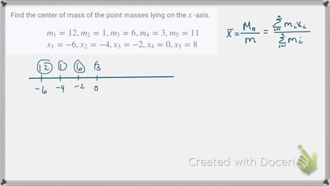 find-the-center-of-mass-of-the-point-masses-lying-on-the-x-axis-beginaligned-m_112-m_21-m_36-m_43-m_