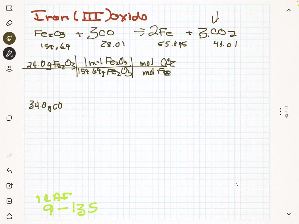 SOLVEDIron(III) oxide reacts with carbon monoxide to give iron metal