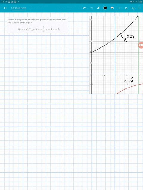 sketch-the-region-bounded-by-the-graphs-of-the-functions-and-find-the-area-of-the-region-fxe05-x-gx-