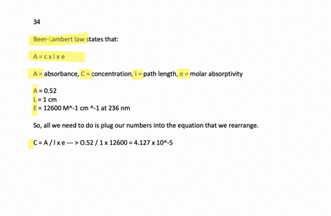a-solution-of-a-compound-in-ethanol-shows-an-absorbance-of-052-at-236-mathrmnm-in-a-cell-with-a-1-ma