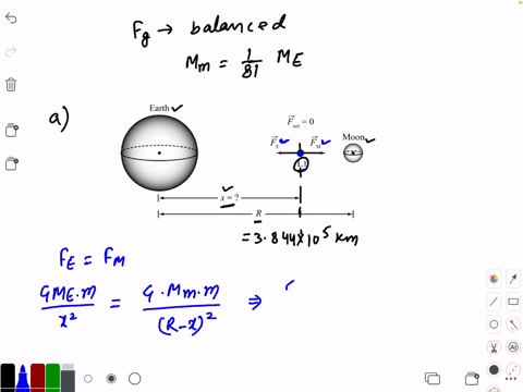 in-the-earth-moon-system-there-is-a-point-where-the-gravitational-forces-balance-assume-that-the-mas