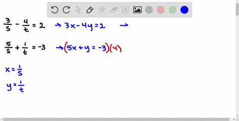 solve-the-following-system-for-s-and-t-leftbeginarraylfrac35-frac4t2-frac55frac1t-3-endarrayright-hi