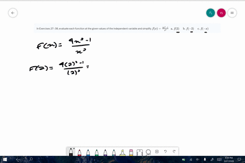 in-exercises-2738-evaluate-each-function-at-the-given-values-of-the-independent-variable-and-simpl-9
