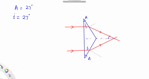 the-prism-shown-in-fig-p3349-has-a-refractive-index-of-156-and-the-angles-a-are-270circ-two-light-ra