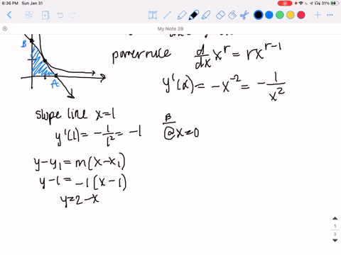 find-the-area-of-the-triangle-bounded-by-x0-y0-and-the-tangent-line-to-yfrac1x-at-x1-repeat-with-the