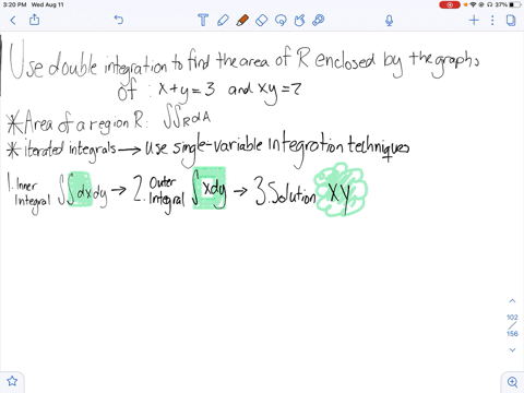 use-double-integration-to-find-the-area-of-each-region-enclosed-by-the-line-xy3-and-the-hyperbola-x-