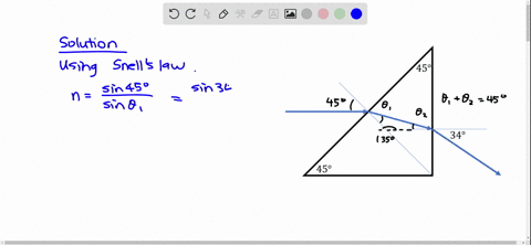 a-horizontal-beam-of-light-enters-a-45circ-90circ-45circ-prism-at-the-center-of-its-long-side-as-sho