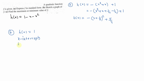 SOLVED:A quadratic function f is given. a. Express f in standard form ...