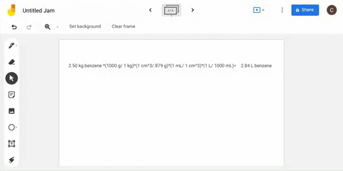 the-density-of-benzene-at-250circ-mathrmc-is-0879-mathrmg-mathrmcm3-what-is-the-volume-in-liters-of-