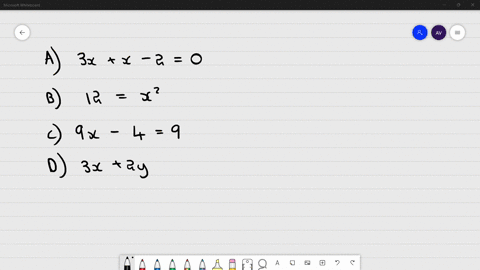 which-equations-are-linear-equations-in-x-a-3-xx-20-b-12x2-c-9-x-49-d-3-x2-y6-2