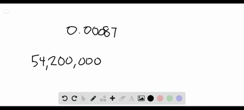 Express the numbers 0.00087 and 54,200,000 in scientific notation.