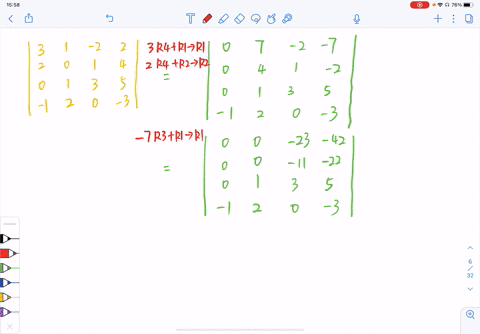 find-the-determinant-of-the-matrix-after-introducing-zeros-as-in-example-1-leftbeginarrayrrrr-3-1-2-