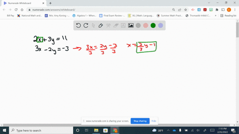 solve-each-system-by-using-the-substitution-method-leftbeginarrayl2-x3-y11-3-x-2-y-3endarrayright