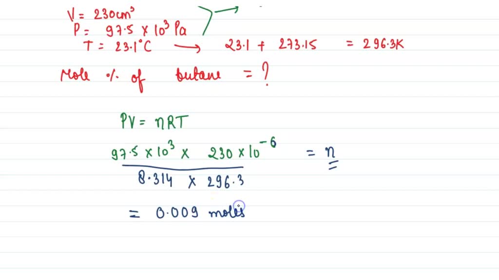 A gas sample is known to be a mixture of ethane and butane, A bulb